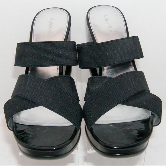 Calvin Klein 'Yathy' black platform wedges 8M - Picture 8 of 8